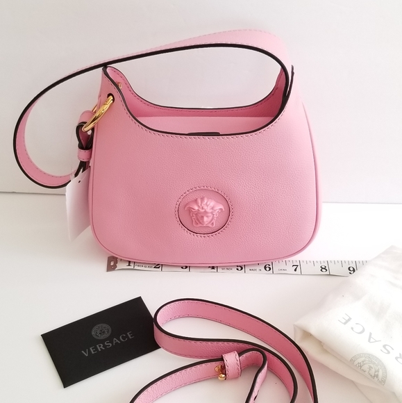 Versace La Medusa Convertible Leather Crossbody Bag Pink - Picture 11 of 11